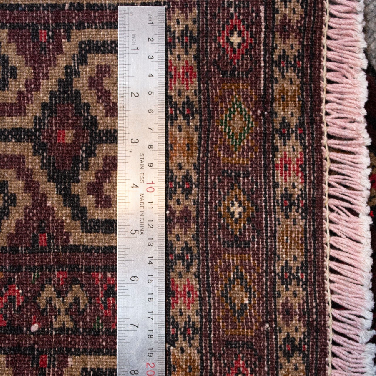 فرش دستبافت قدیمی یک متری طرح ترکمن کد 7159