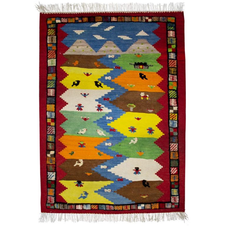 گلیم گبه ( عروسکی ) دستبافت یک و نیم متری