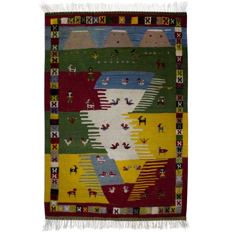 گلیم گبه دستبافت یک و نیم متری