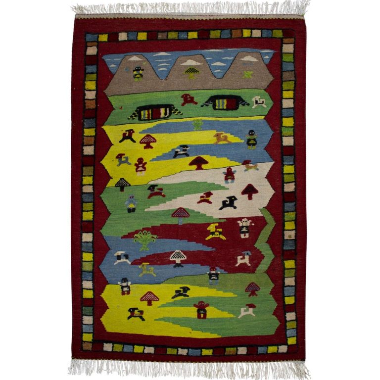 گلیم گبه ( عروسکی ) دستبافت یک و نیم متری