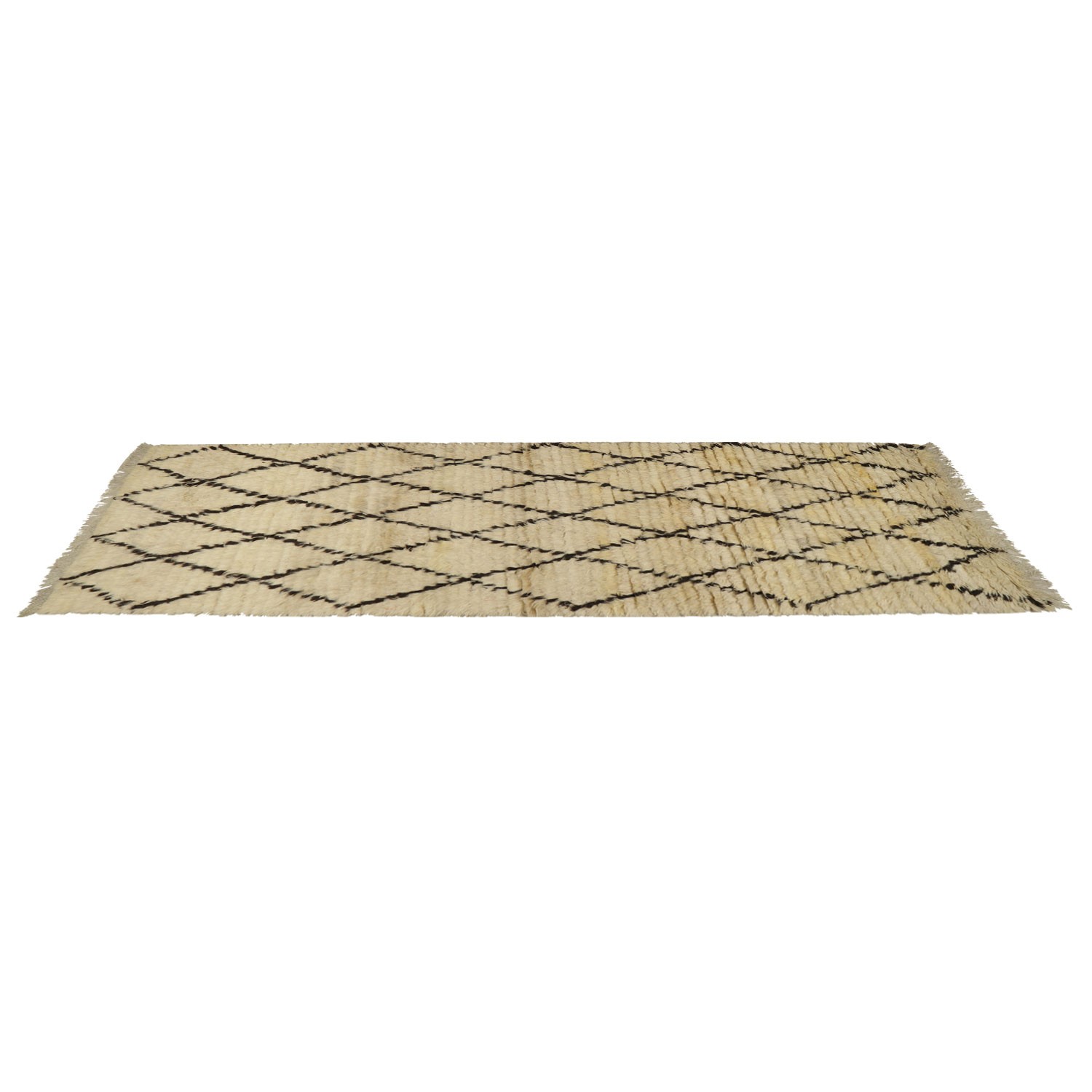 فرش شگی دستبافت کناره طول سه متر طرح مراکشی کد 997198