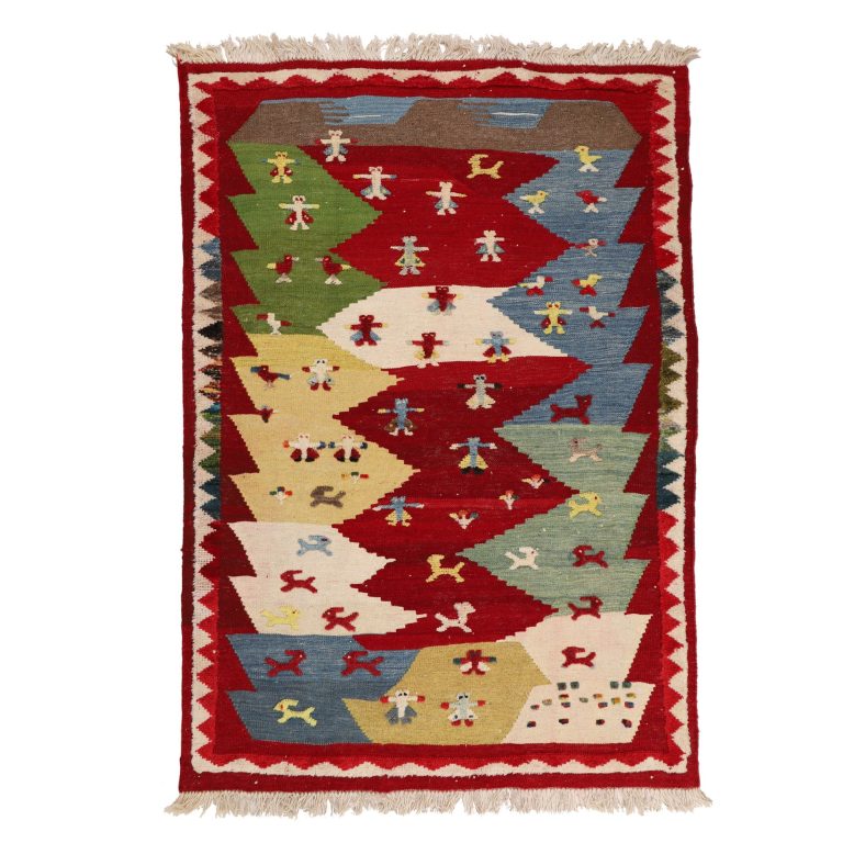 گلیم گبه قشقایی دستبافت یک و نیم متری