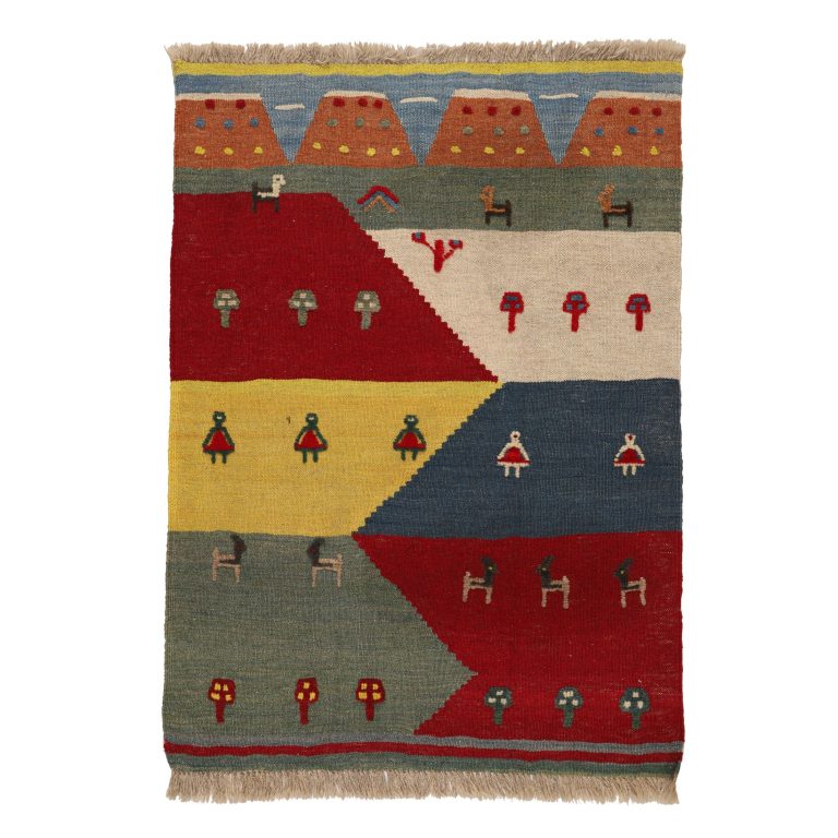 گلیم گبه قشقایی دستبافت یک متری