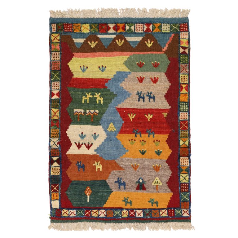 گلیم گبه قشقایی دستبافت یک متری