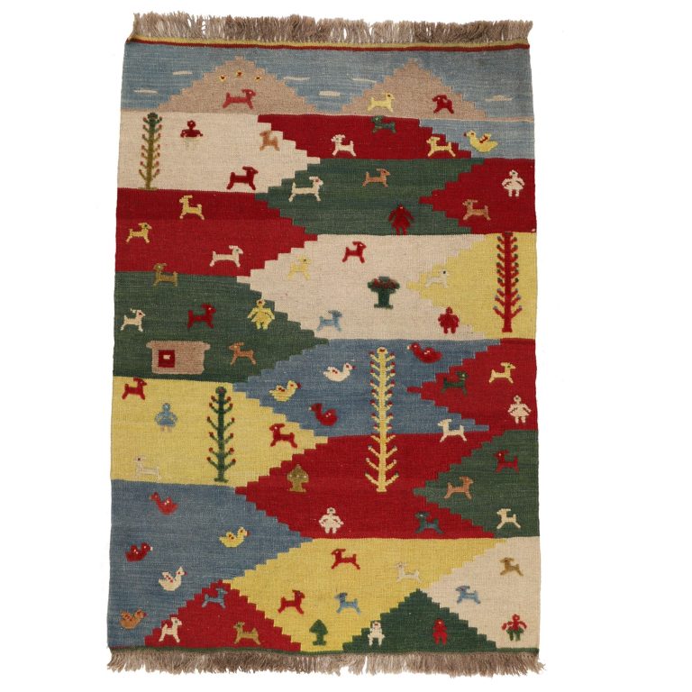 گلیم گبه قشقایی دستبافت یک و نیم متری