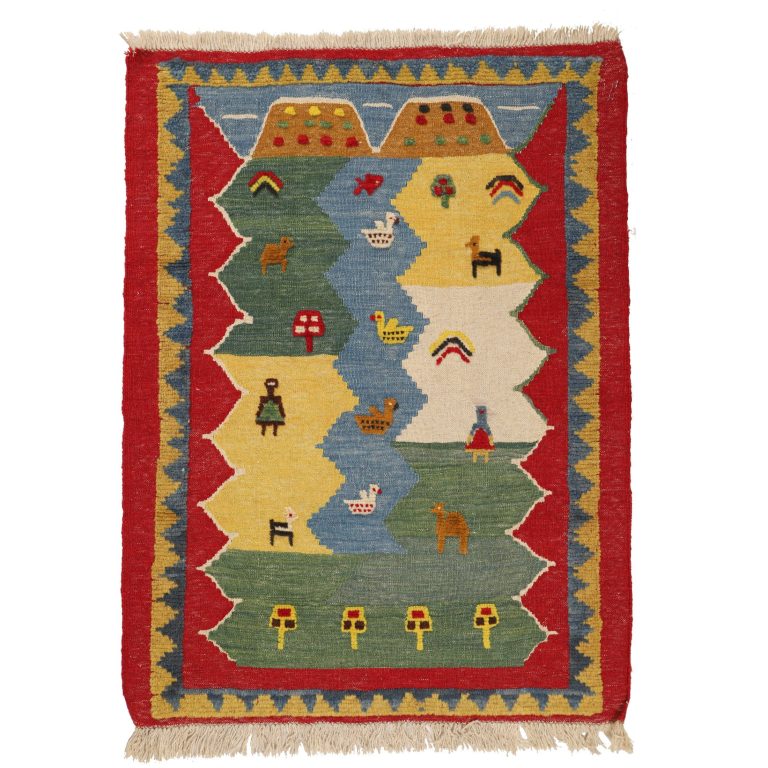 گلیم گبه قشقایی دستبافت یک متری