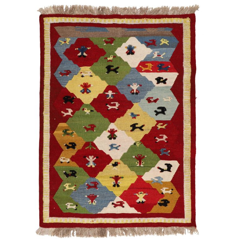 گلیم گبه قشقایی دستبافت یک و نیم متری