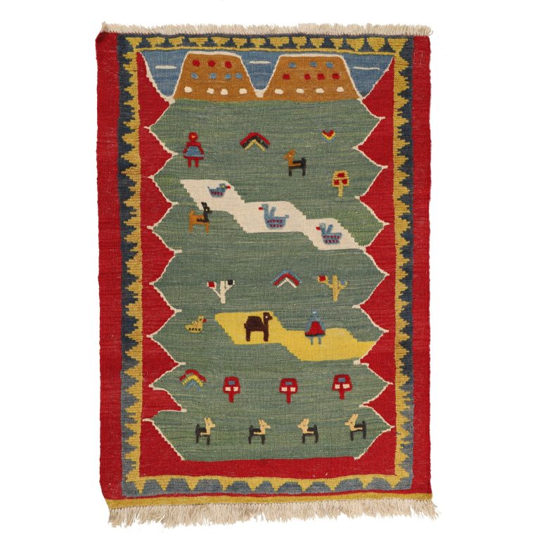 گلیم گبه قشقایی دستبافت یک متری