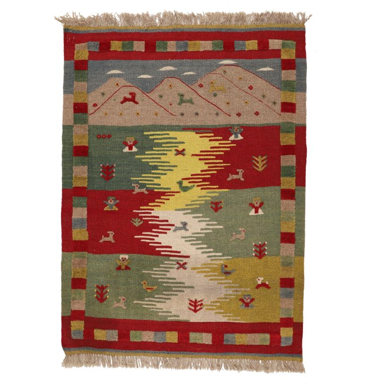 گلیم گبه قشقایی دستبافت یک و نیم متری کد 140334