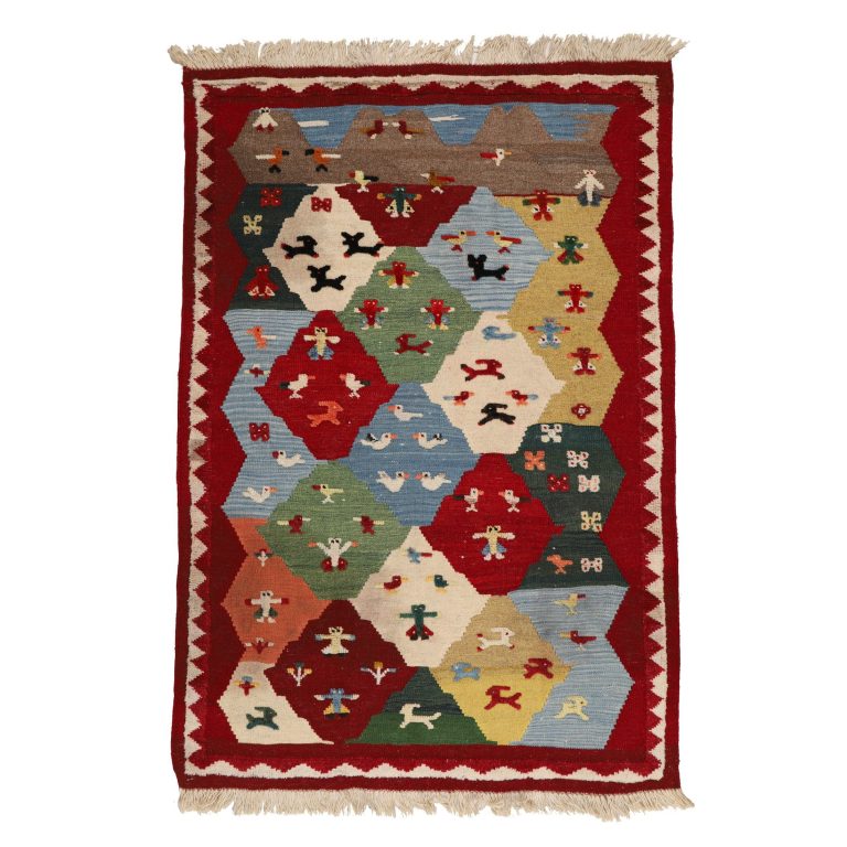 گلیم گبه قشقایی دستبافت یک و نیم متری