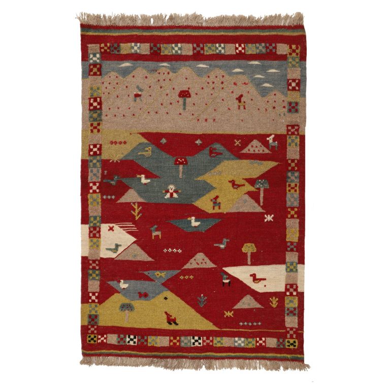 گلیم گبه قشقایی دستبافت یک و نیم متری کد 140344