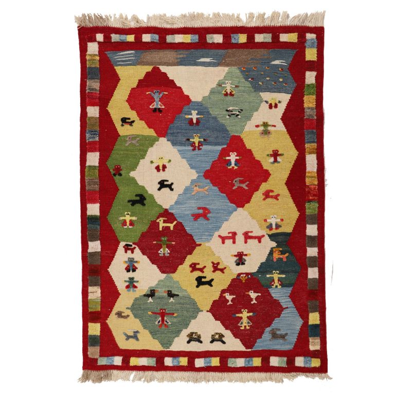 گلیم گبه قشقایی دستبافت یک و نیم متری