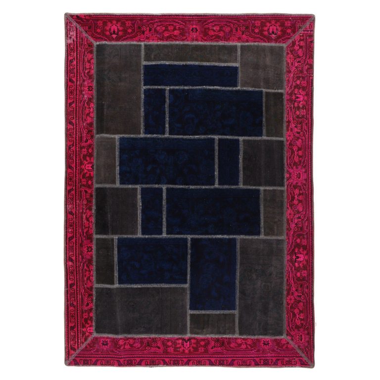 کلاژ فرش وینتیج دستبافت رنگ شده سه متری