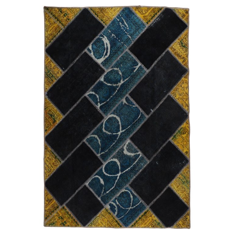 کلاژ فرش دستبافت رنگ شده سه متری مدل وینتج