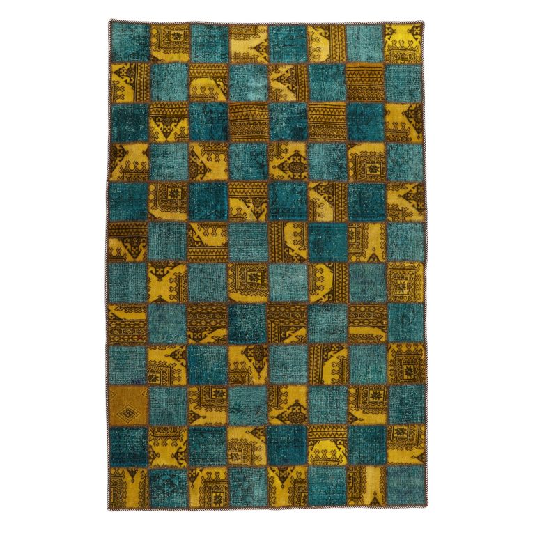 کلاژ فرش دستبافت رنگ شده دو متری مدل وینتیج