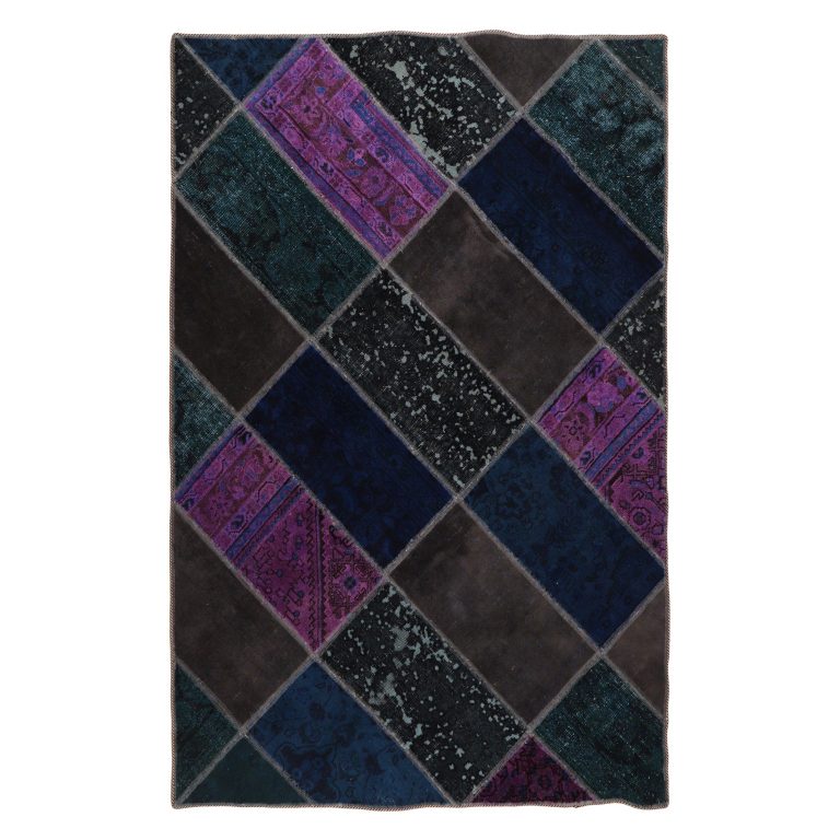 کلاژ فرش دستبافت رنگ شده سه متری مدل وینتیج