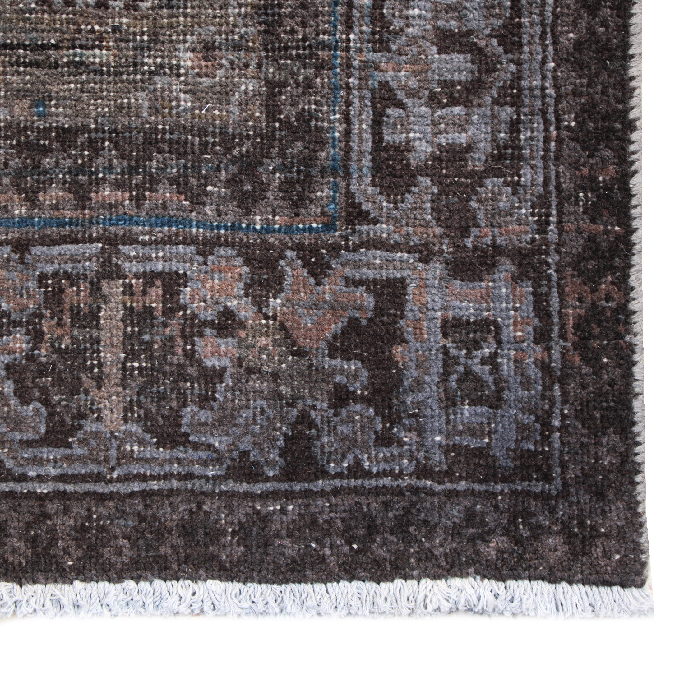 فرش دستبافت رنگ شده کناره طول سه متر طرح وینتیج کد 18187 | گارانتی اصالت و سلامت فیزیکی کالا