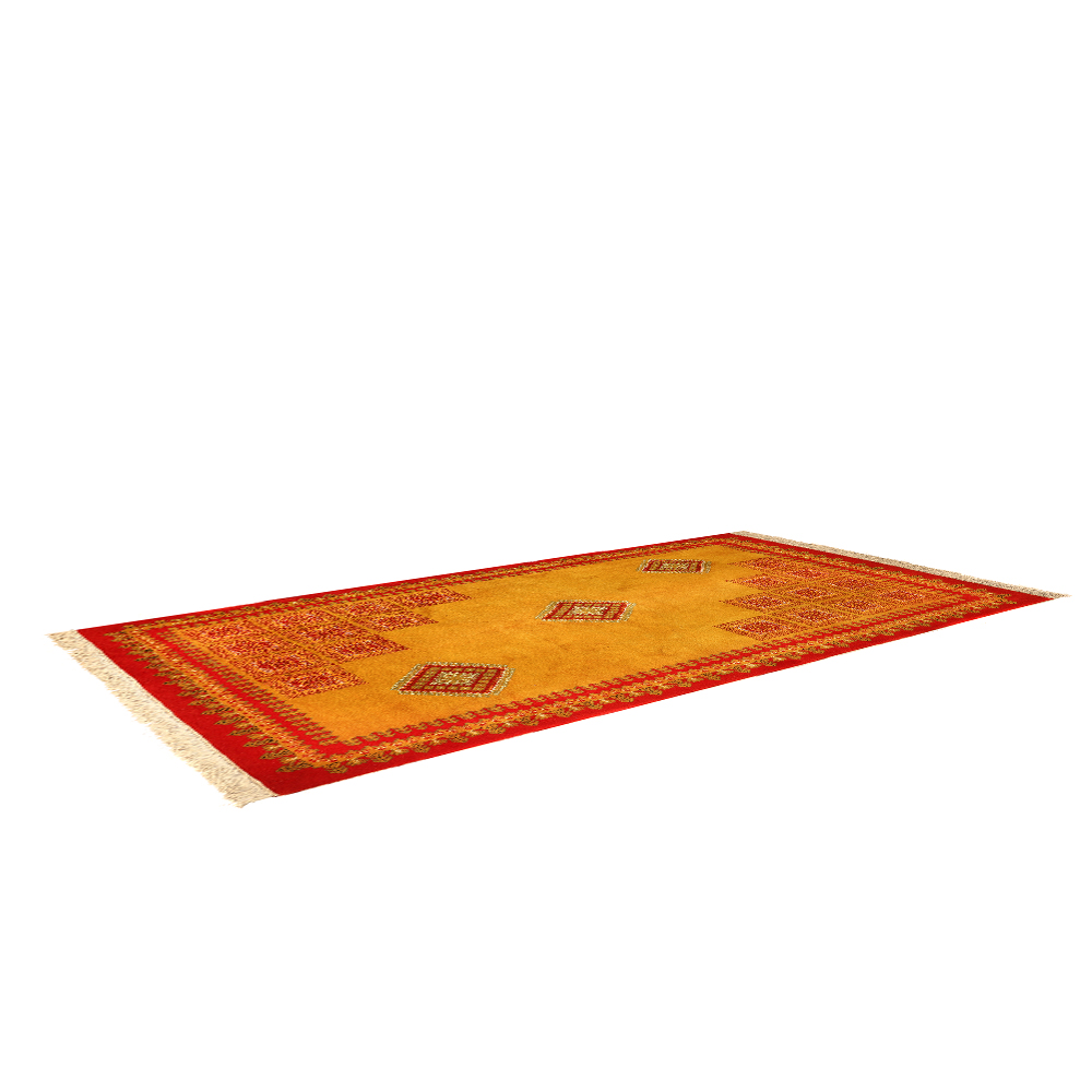 فرش دستبافت طرح یلمه کد 4103207 | نارنجی کم‌رنگ | گارانتی اصالت و سلامت فیزیکی کالا