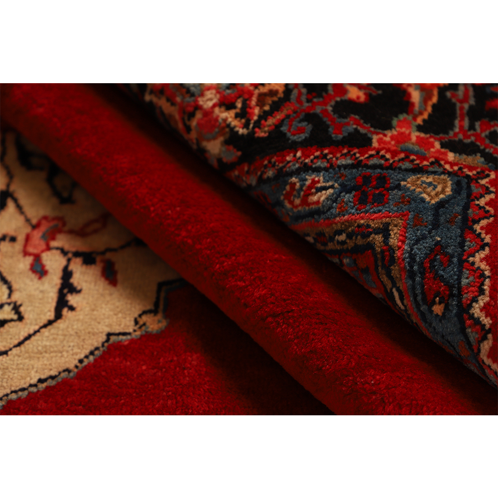 فرش دستباف قدیمی شش متری طرح ترنج دار کف ساده کد 4101154 | گارانتی اصالت و سلامت فیزیکی کالا