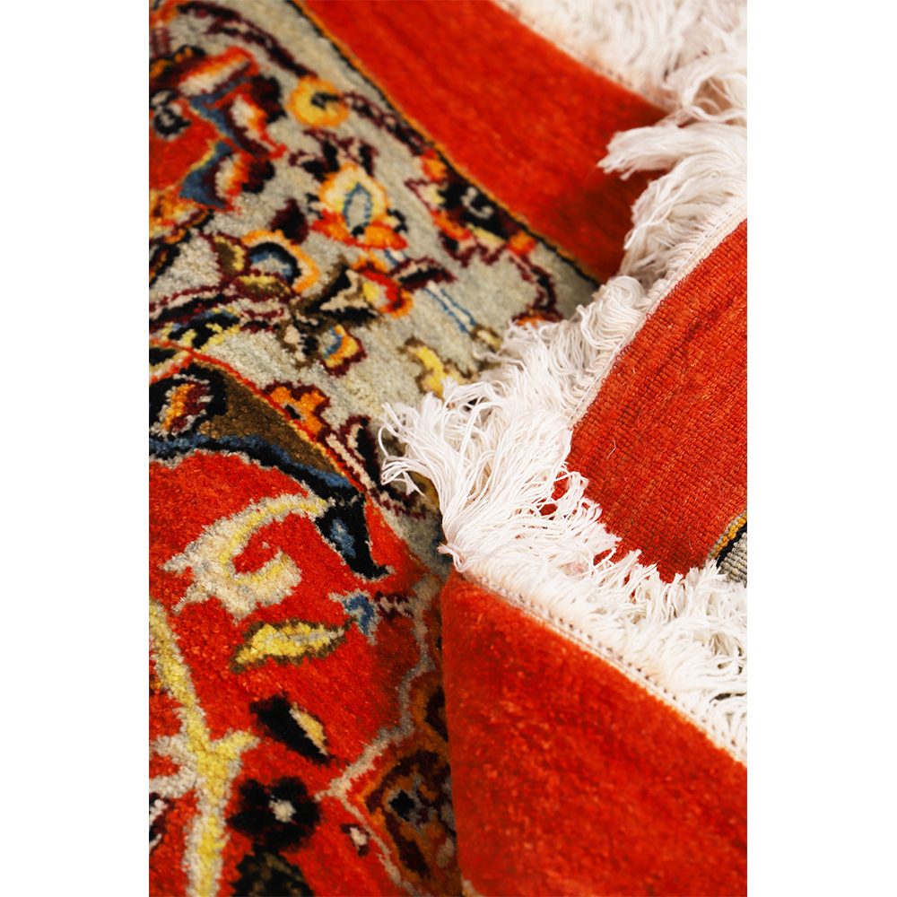 فرش دستباف شش متری طرح برگ داسی کلارک کد 140715 | گارانتی اصالت و سلامت فیزیکی کالا