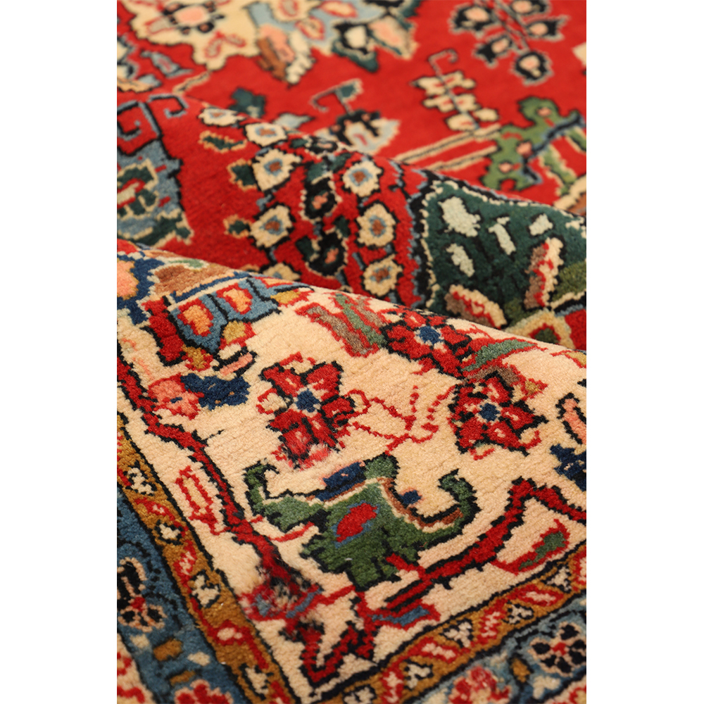 فرش قدیمی دستباف شش و نیم متری طرح لچک ترنج کد 4101145 | گارانتی اصالت و سلامت فیزیکی کالا
