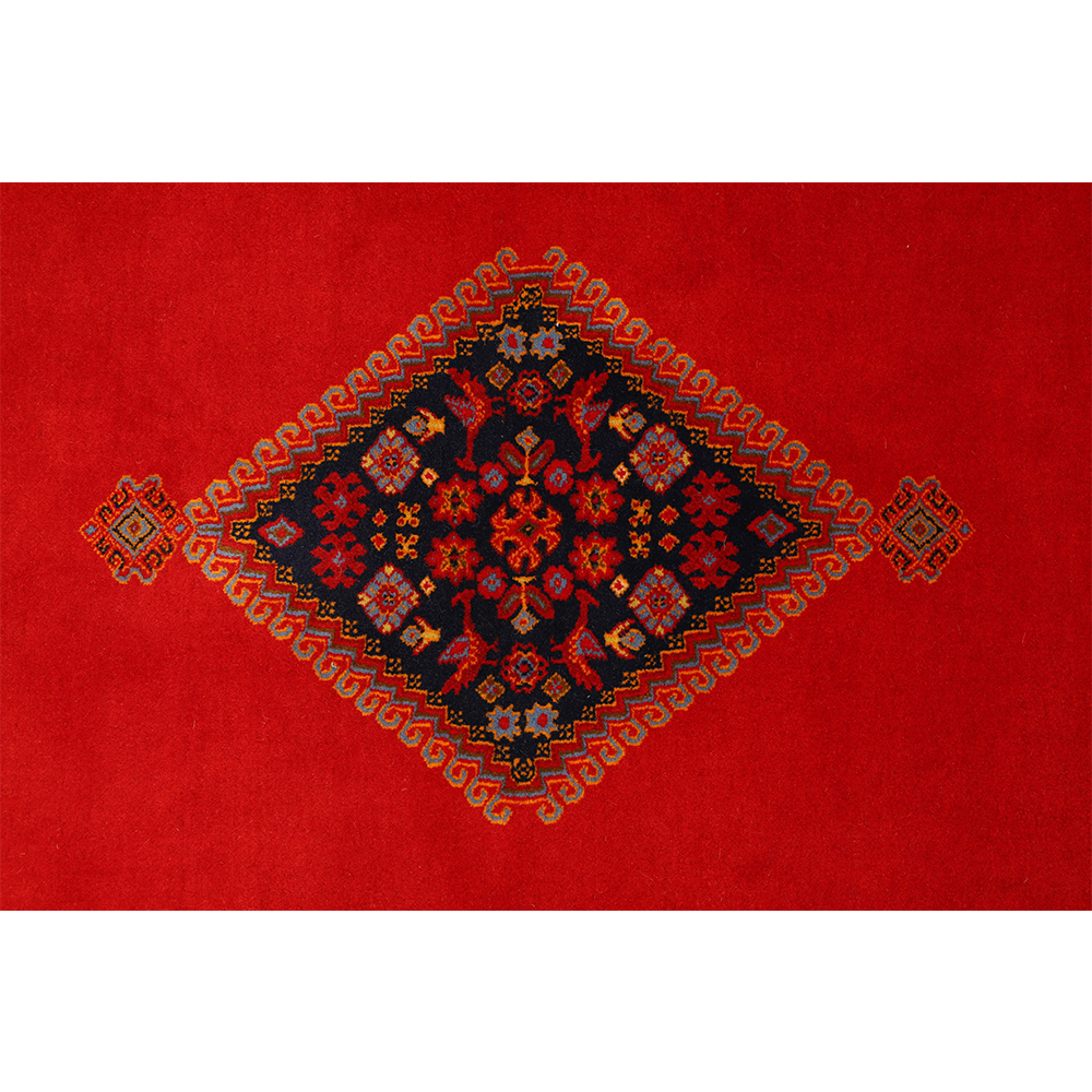 فرش دستبافت سه متری طرح ترنج قشقایی کد 4103209 | قرمز | گارانتی اصالت و سلامت فیزیکی کالا