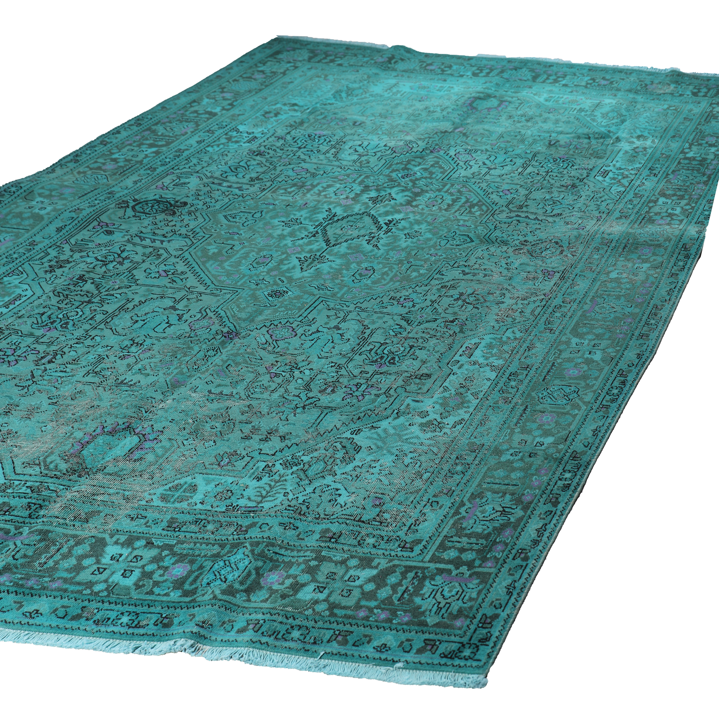 فرش دستباف هشت متری طرح وینتیج گد 4020574 | سبز آبی | گارانتی اصالت و سلامت فیزیکی کالا