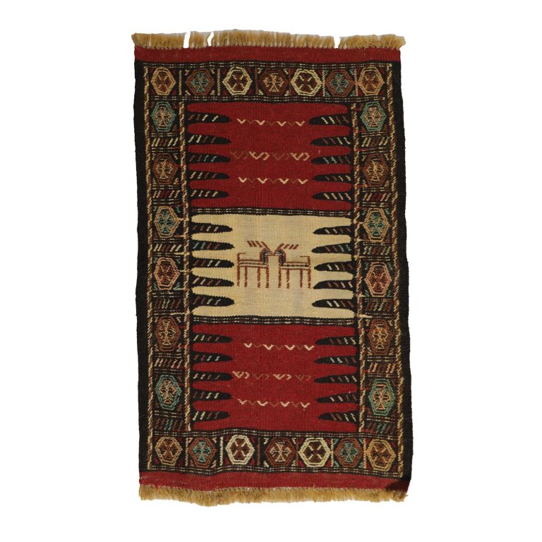 گلیم دستبافت نیم متری مدل سفره کردی کد 40108126