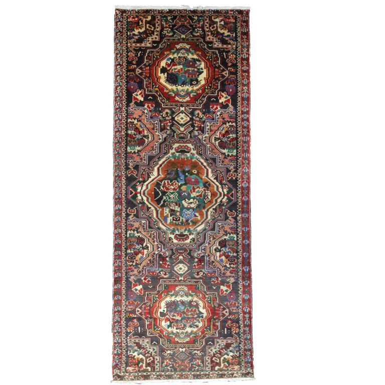 فرش قدیمی دستباف چهار متری مدل فرا دنبه طرح کناره کد 4103309