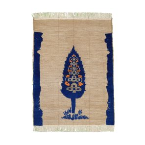 گلیم فرش دستبافت یک و نیم متری مدل سرو زمینه کرم کد 4031238