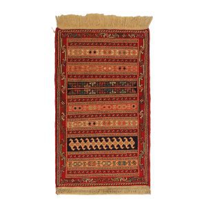 گلیم دستبافت نیم متری مدل ورنی زمینه قرمز کد 40404107