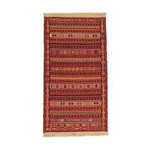 گلیم دستبافت نیم متری مدل ورنی زمینه قرمز کد 4040489