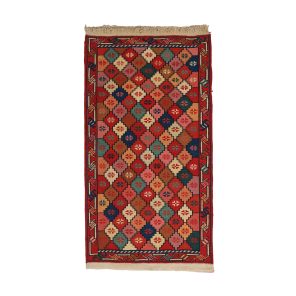 گلیم نیم متری دستبافت مدل ورنی زمینه قرمز کد 40404102