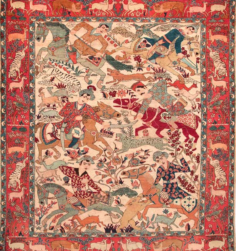 فرش شکارگاه قاجاری